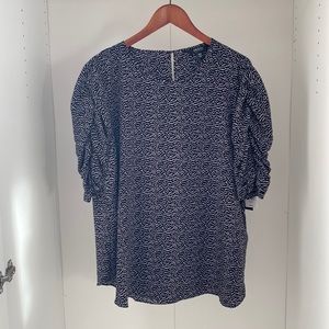 IMNYC BLACK BLOUSE WITH WHITE DOTS